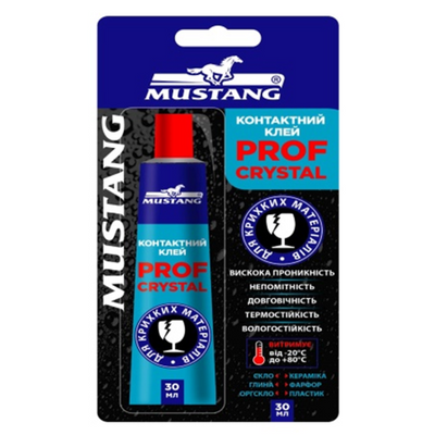 Клей контактний PROF CRYSTAL на блістері 30мл / Мустанг ОК004544 фото